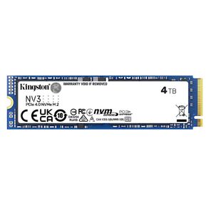 Твердотельный накопитель /  Kingston SSD NV3,  4000GB,  M.2 (22x80mm),  NVMe,  PCIe 4.0 x4,  R / W 6000 / 5000MB / s,  TBW 1280,  DWPD 0.3  (12 мес)