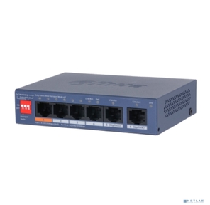 DAHUA DH-CS4006-4ET2GT-60 4-портовый гигабитный PoE коммутатор с функцией облачного управления,  4xRJ45 100Mb,  2xRJ45 1Gb uplink,  суммарно 60Вт