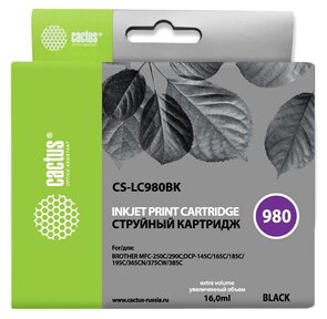 Картридж Cactus CS-LC980BK для Brother DCP-145C /  165C,  MFC-250C /  290C,  черный,  300 стр