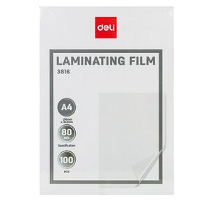 Пленка для ламинирования Deli 80мкм A4  (100шт) глянцевая 303x216мм E3816