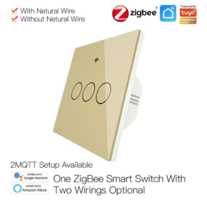 Умный выключатель MOES Gang Smart Switch Sensor w / o grounding ZS-EU3,  Zigbee,  100-240 В