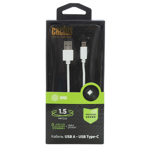 Cactus CS-USB.A.USB.C-1.5 Кабель USB  (m)-USB Type-C  (m) 1.5м белый блистер