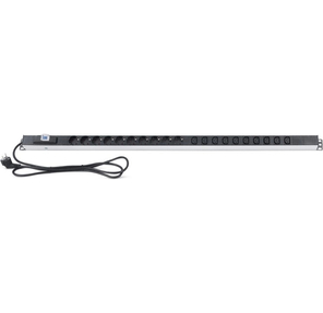 Rexant  (04-2605) Блок распределения питания для 19" шкафов,  верт,  10 розеток СЕЕ 7 / 4,  10 розеток C13,  16А,  автомат защиты,  алюм корп,  шнур 2м,  вилка СЕЕ 7 / 7