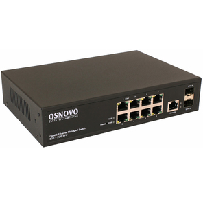 OSNOVO Управляемый  (L2+) гигабитный коммутатор на 10 портов,  8 *10 / 100 / 1000Base-T,  2*SFP 1000Base-X