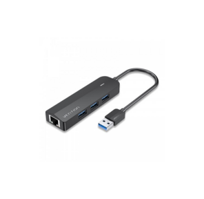 Сетевой адаптер Vention USB 3.0 M / Gigabit Ethernet RJ45 F+OTG хаб 3xUSB Черный - 0.15м.