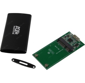 AgeStar 3UBMS2  (BLACK) USB 3.0 Внешний корпус mSATA,  алюминий,  черный