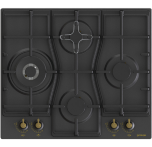 Встраиваемые варочные панели GORENJE /  Газовая варочная панель,  Цвет: Черный,  Газовая варочная панель,  Решетки: Чугунные решетки,  Автоматический электроподжиг варочной поверхности,  Габаритные размеры  (вхшхг): 13х60х52 см,  Вес  (брутто / нетто): 14  /  13, 3 кг