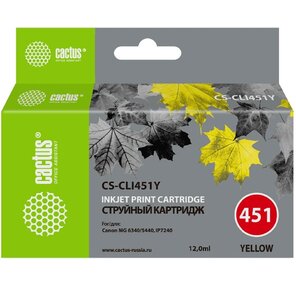 Cactus CS-CLI451Y Картридж струйный желтый для Canon MG6340 / 5440 / IP7240  (9.8мл)