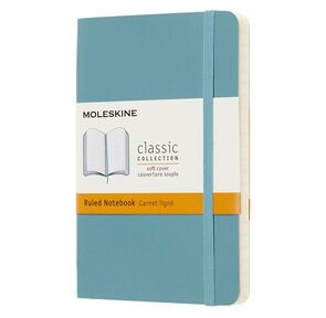 Блокнот Moleskine CLASSIC SOFT QP611B35 90x140мм 192стр. линейка мягкая обложка фиксирующая резинка голубой