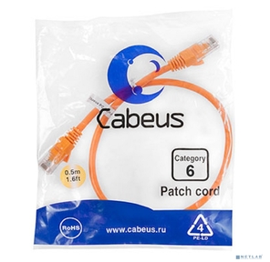 Cabeus PC-UTP-RJ45-Cat.6-0.5m-OR Патч-корд U / UTP,  категория 6,  2xRJ45 / 8p8c,  неэкранированный,  оранжевый,  PVC,  0.5м