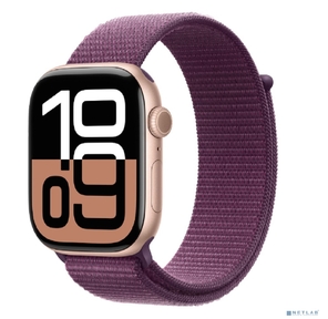 Смарт-часы Apple Watch Series 10 A2999 46мм 2.1" OLED корп.розовое золото Sport Loop рем.сливовый разм.брасл.:O / S  (MWWV3LW / A)