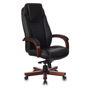 Кресло руководителя Бюрократ T-9923WALNUT / BLACK черный кожа крестовина дерево
