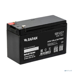 БАСТИОН RAPAN SB 1207 АКБ свинцово-кислотная тип AGM 12V 7Ач I зар.2, 1А,  ножевые клеммы  (9163)