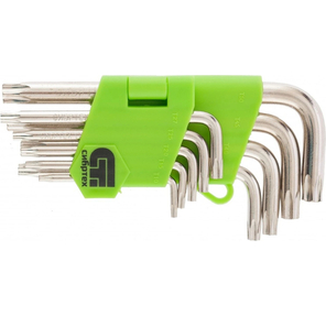 Набор ключей имбусовых Tamper-Torx,  9 шт.,  TT10-TТ50,  45x,  закаленные,  короткие,  никель /  /  Сибртех