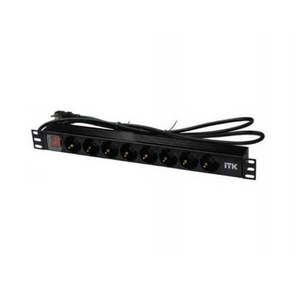 ITK PH12-8D1 PDU 8 розеток DIN49440  (нем. cтанд.) с LED выключателем,  1U,  шнур 2м вилка DIN49441  (нем. станд.),  алюминиевый профиль,  черный