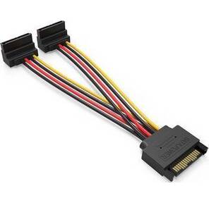 Кабель питания-разветвитель Vention SATA 15pin M  /  2 x SATA 15pin F угол 90 - 0.15м