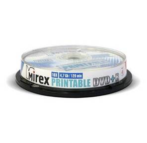 Диск DVD+R Mirex 4.7 Gb,  16x,  Cake Box  (10),  Ink Printable  (10 / 300)