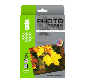 Фотобумага Cactus CS-MA6230100 10x15 / 230г / м2 / 100л. / белый матовое для струйной печати