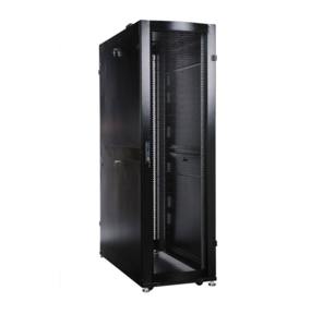 Шкаф серверный напольный 48U  (600  1200) дверь перфорированная,  задние двойные перфорированные,  цвет черный