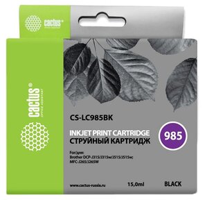 Картридж Cactus CS-LC985BK для Brother DCPJ315W / DCPJ515W / MFCJ265W черный