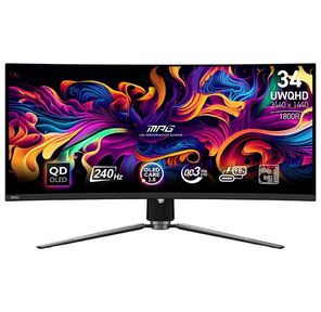 Монитор MSI MAG 341CQP QD-OLED 34.18" Black  (QD-OLED,  3440x1440,  HDMI+HDMI+DP+Type C,  USB Hub,  0.03 ms,  178° / 178°,  250 cd / m,  1500000:1,  175Hz,  Curved)