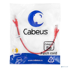 CABEUS PC-UTP-RJ45-CAT.5E-0.3M-RD U / UTP,  КАТЕГОРИЯ 5Е,  2XRJ45 / 8P8C,  НЕЭКРАНИРОВАННЫЙ,  КРАСНЫЙ,  PVC,  0.3М