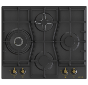 Встраиваемые варочные панели GORENJE /  Газовая варочная панель,  Цвет: Черный,  Газовая варочная панель,  Решетки: Чугунные решетки,  Автоматический электроподжиг варочной поверхности,  Габаритные размеры  (вхшхг): 13х60х52 см,  Вес  (брутто / нетто): 14  /  13, 3 кг