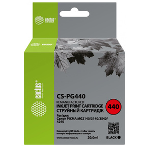 Картридж струйный Cactus CS-PG440 черный  (180стр.) для Canon PIXMA MG2140 / MG3140