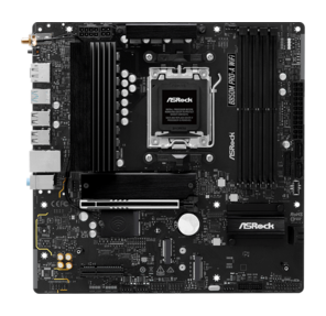 Материнская плата ASROCK B850M PRO-A WIFI,  AM5,  B850,  4*DDR5,  4*SATA,  4*M.2,  4*USB 2.0,  3*USB 3.2,  2*Type-C,  2*PCIx16,  1*M.2  (Key E),  HDMI+DP,  mATX