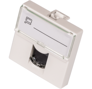 Вставка Mosaic 45x45,  RJ-45 UTP,  кат.6,  со шторкой и увеличенным окном маркировки,  белая