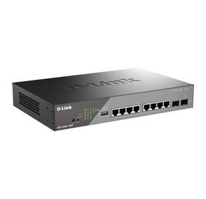 D-Link DSS-200G-10MP / A1A Настраиваемый L2 коммутатор с 8 портами 10 / 100 / 1000Base-T и 2 портами 1000Base-X SFP  (8 портов PoE 802.3af / at,  PoE-бюджет 130 Вт,  дальность до 250 м)