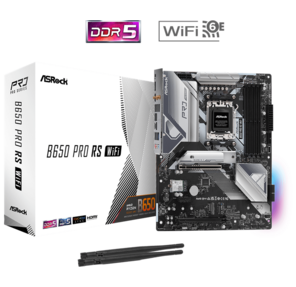 Материнская плата ASROCK B650 PRO RS WIFI,  AM5,  B650,  4*DDR5,  4*SATA,  3*M.2,  3*USB 3.2,  6*USB 2.0,  Type-C,  2*PCIx16,  1*PCIx1,  1*M.2  (Key E),  HDMI+DP,  ATX