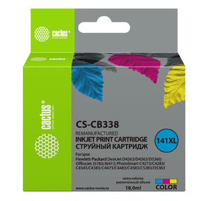 Картридж струйный Cactus CS-CB338 трехцветный для №141XL HP DeskJet D4263 / D4363 / D5360  (18ml)