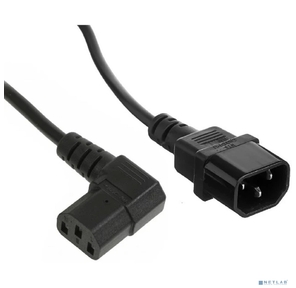 Exegate EX297744RUS Кабель питания Power EC-1P  (C13 угловой->C14,  VDE-250V-3*0.75mm2,  медь,  черный,  10A,  1м)