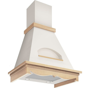 Вытяжка каминная Elikor Бельведер 90П-650-П3Д бежевый / дуб неокрашенный управление: ползунковое  (1 мотор)