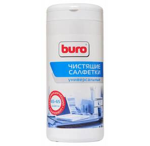 Чистящее средство влажные и сухие салфетки Buro "BU-Tmix" в тубе,  универсальные  (65+65шт. / уп.)