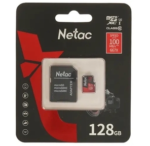 Флеш-накопитель NeTac Карта памяти Netac MicroSD card P500 Extreme Pro 128GB,  retail version w / SD adapter
