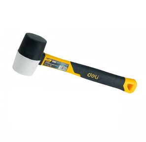 Ударно-рычажный инструмент Deli Киянка резиновая черно-белая Deli DL5808 225 грамм,  фиберглассовая рукоять с резиновой вставкой