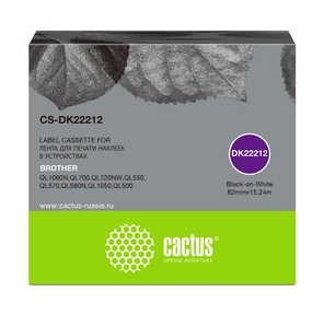 Картридж ленточный Cactus CS-DK22212 черный для Brother P-touch QL-500,  QL-550,  QL-700,  QL-800