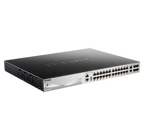 Коммутатор /  DGS-3130-30PS Managed L3 Stackable Switch 24x1000Base-T PoE,  2x10GBase-T,  4x10GBase-X SFP+,  PoE Budget 370W  (740W with DPS-700),  Surge 6KV,  CLI,  1000Base-T Management,  RJ45 Console,  USB,  RPS,  Dying Gasp