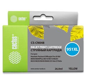 Картридж струйный Cactus CS-CN048 №951 желтый для OfficeJet Pro 8100 /  8600