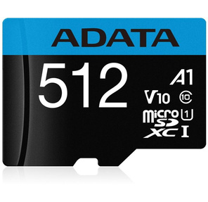 Флеш карта microSD 512GB A-DATA microSDHC Class 10 UHS-I A1 100 / 25 MB / s  (SD адаптер)