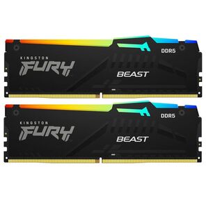 Оперативная память 16GB Kingston DDR5 5200 DIMM FURY Beast Black RGB  KF552C40BBAK2-16 kit 2*8, Non-ECC,   CL40,  1.25V,  288-pin RTL