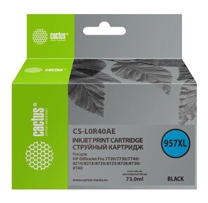 Картридж струйный Cactus 957XL CS-L0R40AE черный  (73мл) для HP OfficeJet 8210 / 8218 / 8720 / 8725 / 8730