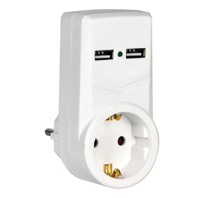 Адаптер-переходник IEK Т-01 / 01  (1 розетка) белый  (блистер)