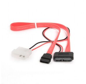 Кабель Cablexpert CC-SATA-C2 Combo Slim (mini) SATA molex+SATA  /  SATA,  15pin+7pin,   (длина инт - 35см,  питание - 30см)