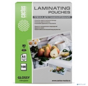 Пленка для ламинирования Cactus 80мкм A5  (100шт) глянцевая 154x216мм CS-LPGA580100