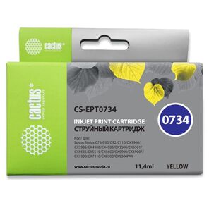 Cactus CS-EPT0734 Картридж струйный желтый для Epson Stylus С79 / C110 / СХ3900 / CX4900 / CX5900 / CX7300 / CX8300 / CX9300  (11.4мл)