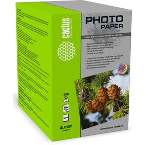 Cactus CS-GA6230500 Фотобумага 10x15 / 230г / м2 / 500л. / белый глянцевое для струйной печати