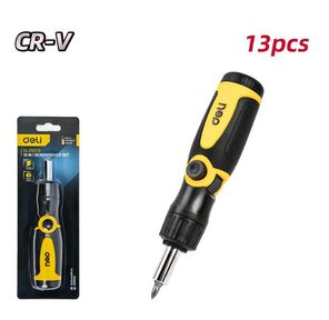 Отвертка Deli Многофункциональная отвертка с трещоткой 13-в-1 Deli DL260113 длина 165мм,  12 бит CrV,  прорезиненная рукоять